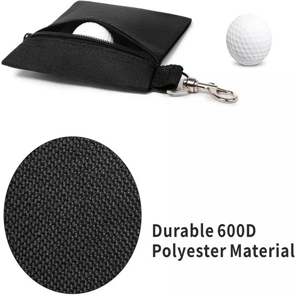 Golf Tee Pouch Custom Logo Professional Zipper Bag Golf Tee Pouch with Metal Lobster Claw Clip