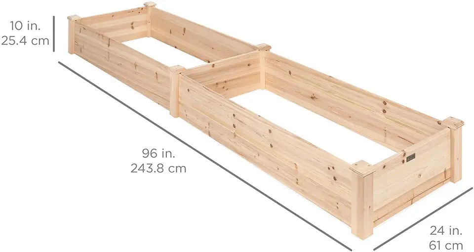 Outdoor Wooden Raised Garden Bed Planter for Vegetables Grass Lawn Yard