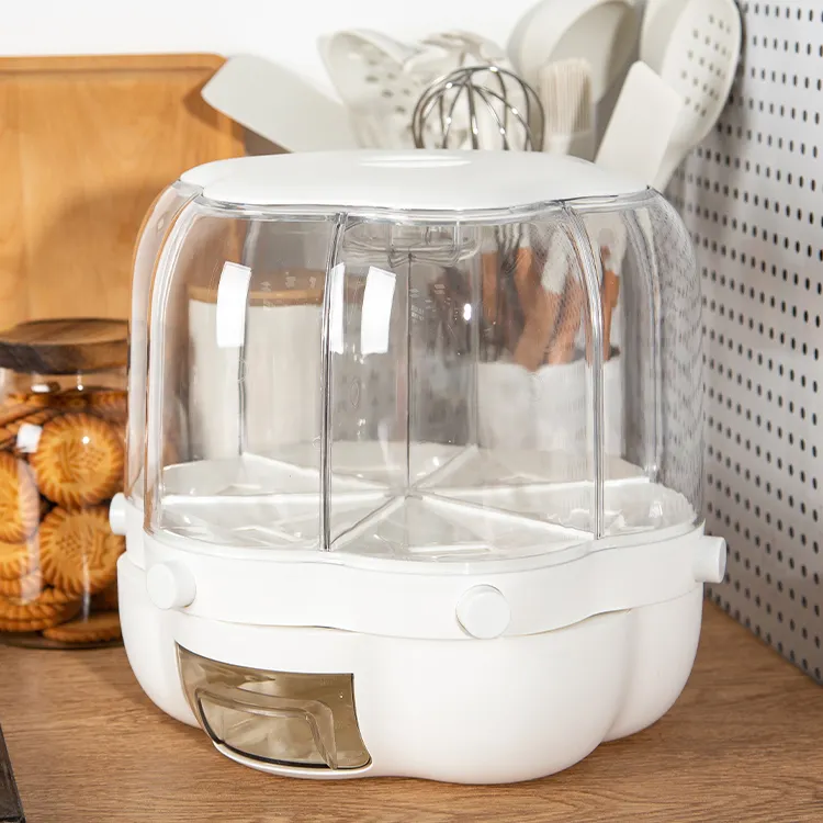 20kg moisture-proof sealed cylinder rotating food distributor box 25KG rice and grain storage distributor container