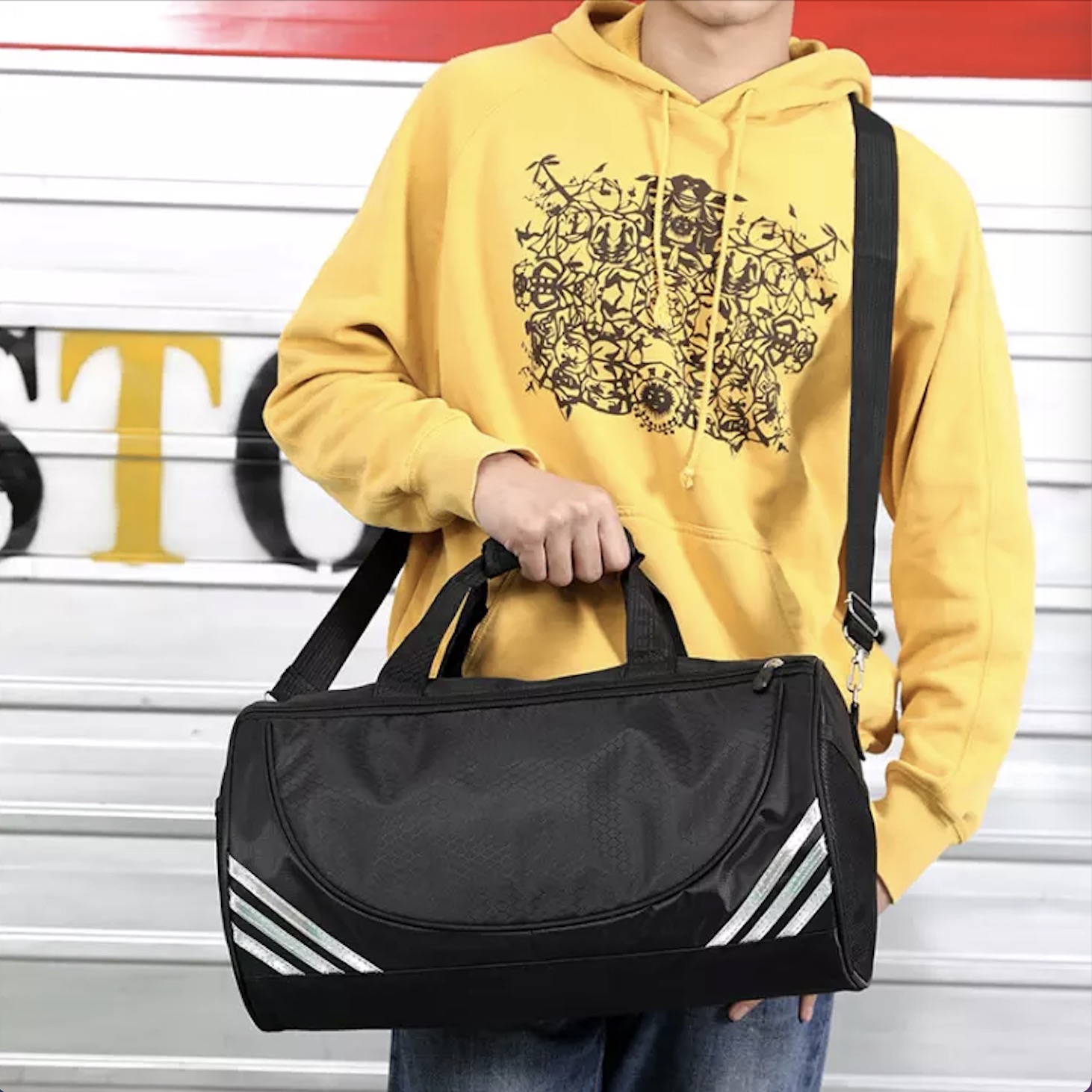 Custom Print Women Men Sports Gym Bag Travel Duffel Bag With Wet Pocket & Shoes Compartment Sports Bags