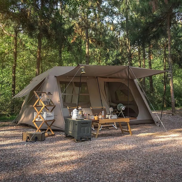 Naturehike outdoor camping two bedroom family tent Village 13 automatic tent with atmosphere light strip