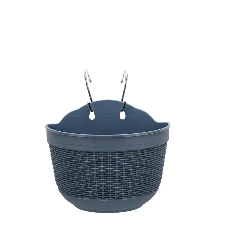 Plastic Wall Hanging Semicircle Flower Pot Creative Rattan Hanging Wall Resin Flower Pot