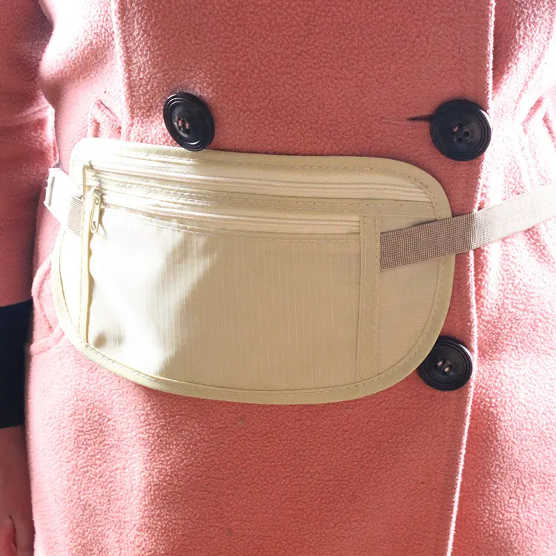 Anti-Theft Travel cell phone mini waist pouch bag custom logo ultra-thin Secret Hide belt Wallet Money Waist Bag for men women