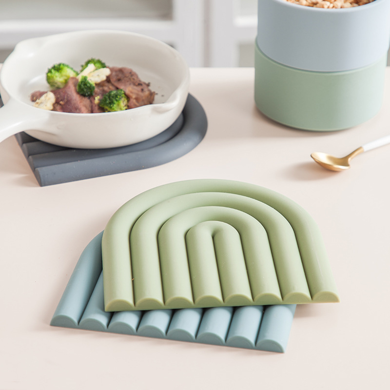 Nordic Modiran rainbow silicone mat pot mat heat insulation mat dining table mat heat resistant high temperature resistant coaster thickened and scalded