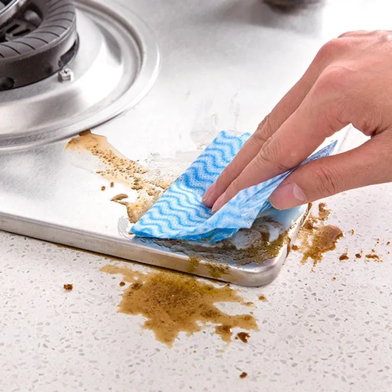 Disposable kitchen rags Lazy rags washable kitchen paper thickened wet and dry printed dishcloth towel kitchen cleaning supplies