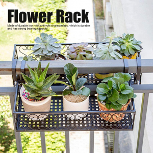 European balcony flower rack hanging iron railing rack anti-theft window fence wall-mounted flower pot rack meat indoor