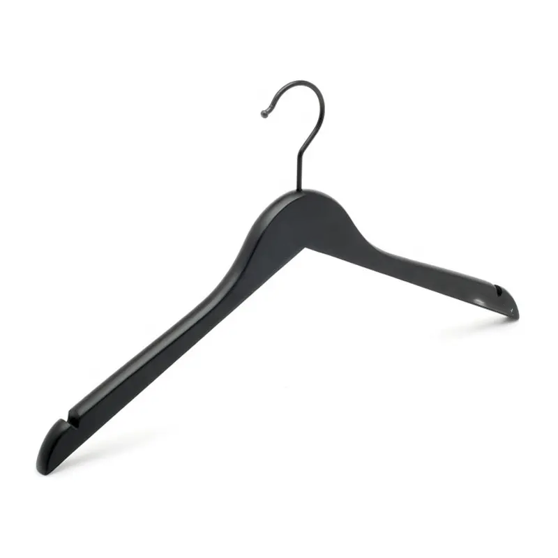 Clothing Hanger Custom LOGO Matt Black Wooden Brand Coat Suit Hangers for Clothes