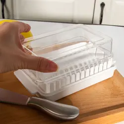 Hot Sales Japanese Style Refrigerator Butter Quantitative Cutting Storage Plastic Butter Dish With Cover