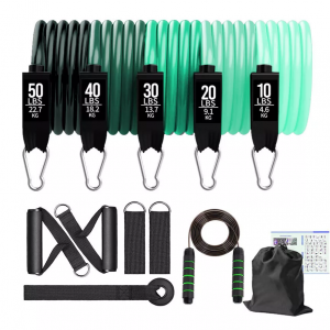 Sports belt latex resistance tube set 11 pieces fitness resistance band