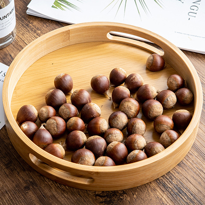 Bamboo tray custom creative Japanese style baking binaural portable round tea tray