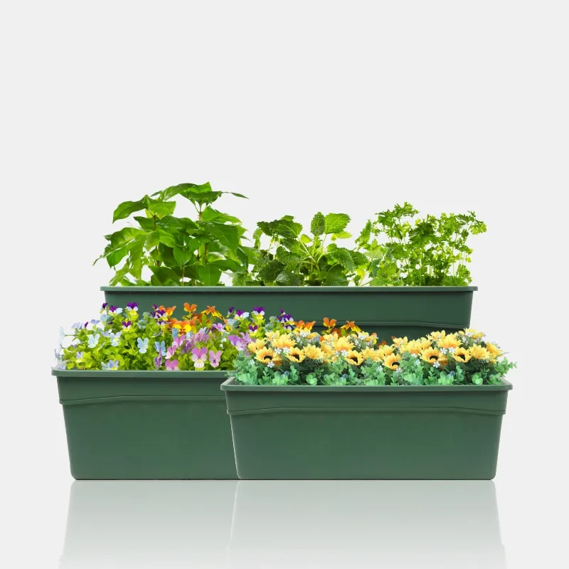 Plastic Flower Pots Self Watering Balcony Railing Plant Window Box with Water-level Indicator for Home and Garden Featured Image