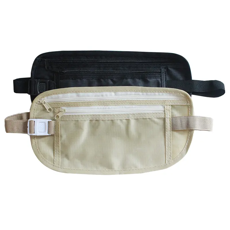 Anti-Theft Travel cell phone mini waist pouch bag custom logo ultra-thin Secret Hide belt Wallet Money Waist Bag for men women