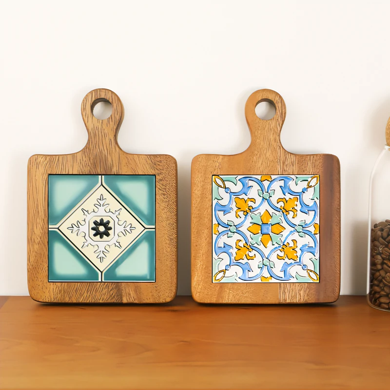 Pot mat Wooden anti-scald plate mat Solid wood dining table insulated mat Table mat Acacia wood