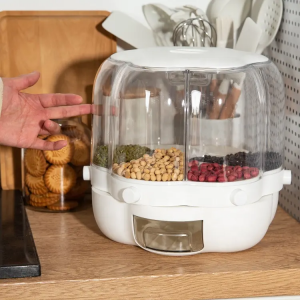 20kg moisture-proof sealed cylinder rotating food distributor box 25KG rice and grain storage distributor container