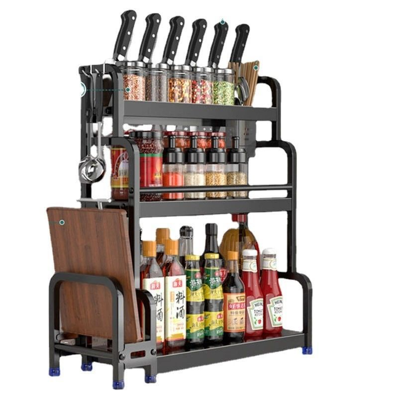 Kitchen seasoning storage rack Chopsticks knife rack Multi-functional seasoning kitchen utensils storage rack Multi-layer stainless steel