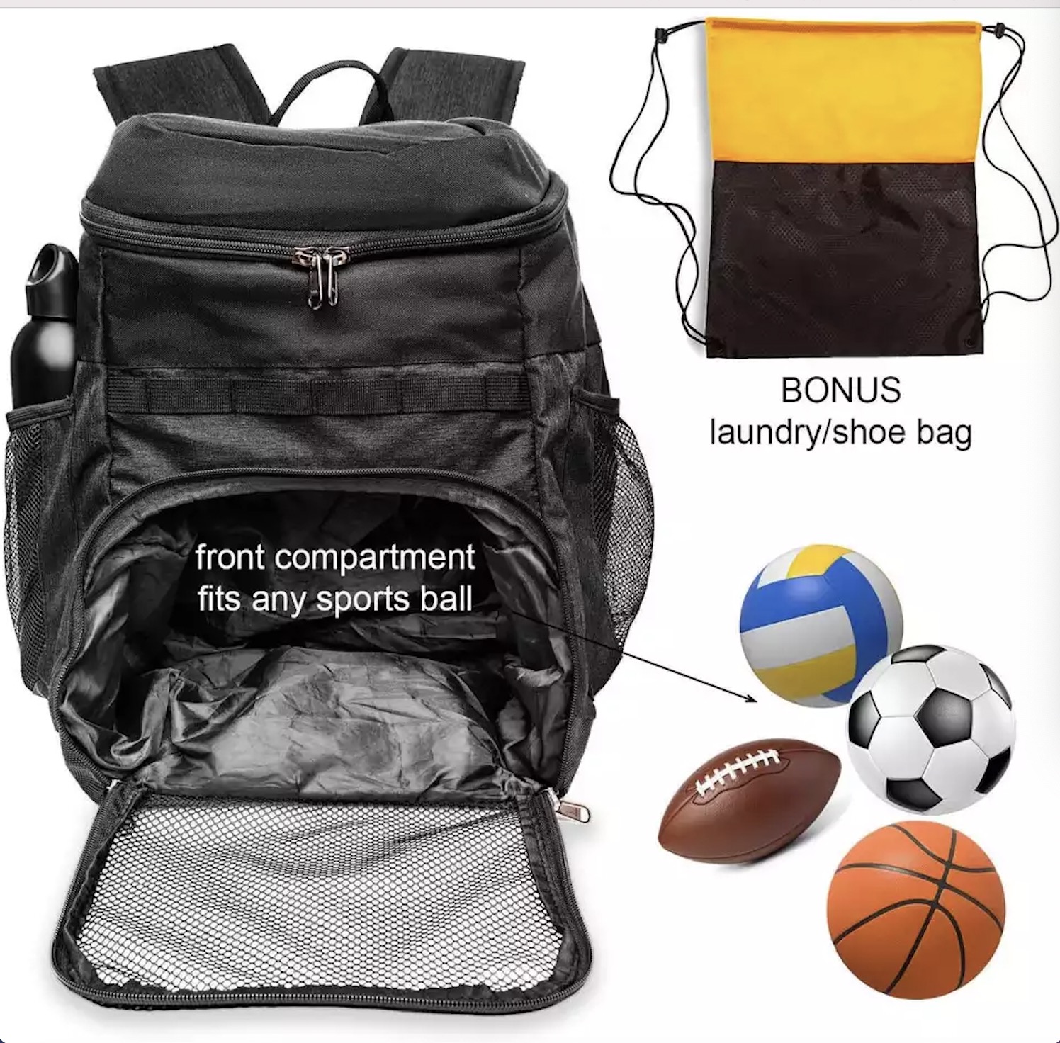 Basketball Backpack With Ball Compartment Sports Bag For Soccer Ball Gym,Outdoor,Travel