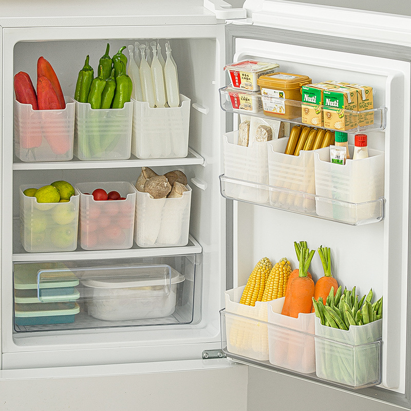 Refrigerator side door storage box, long strip food, food classification, crisper box, home kitchen finishing PP storage box