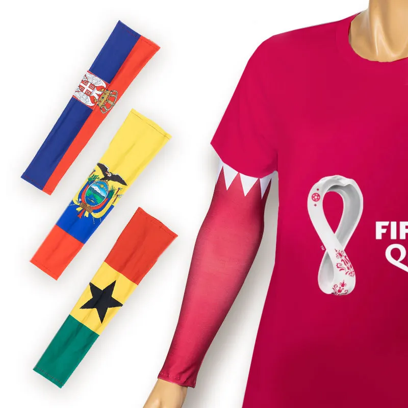  Summer Outdoor Sun Protection Ice Silk Football Sports Fans National Flag Sleeves