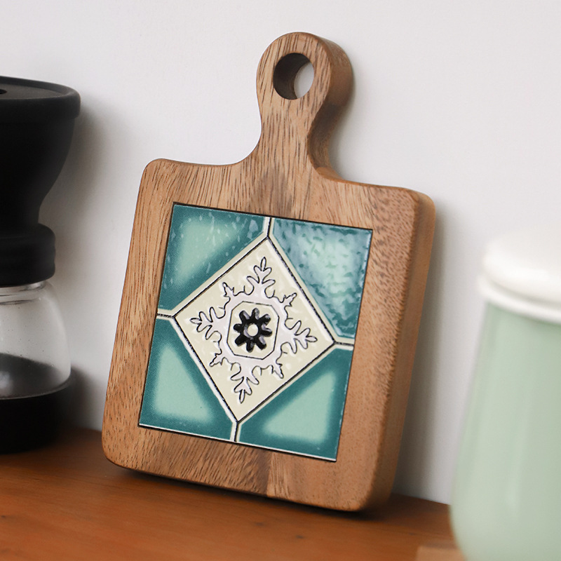 Pot mat Wooden anti-scald plate mat Solid wood dining table insulated mat Table mat Acacia wood