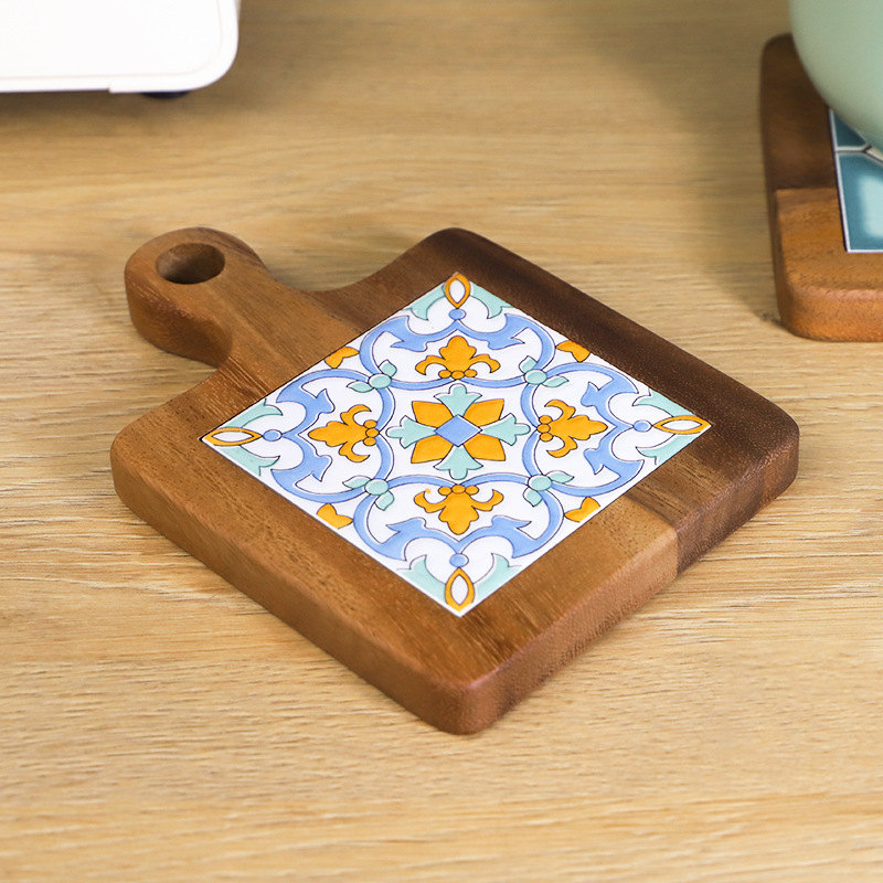Pot mat Wooden anti-scald plate mat Solid wood dining table insulated mat Table mat Acacia wood