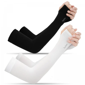 Summer Outdoor Sports Sun Protection and Anti-ultraviolet Pure Color Ice Silk Sleeves Fingerless and Finger sleeves