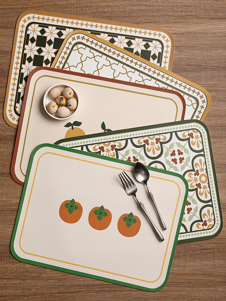 Leather placemat oilproof waterproof western placemat American light luxury dining mat heat insulation mat anti-scald bowl mat coaster ins