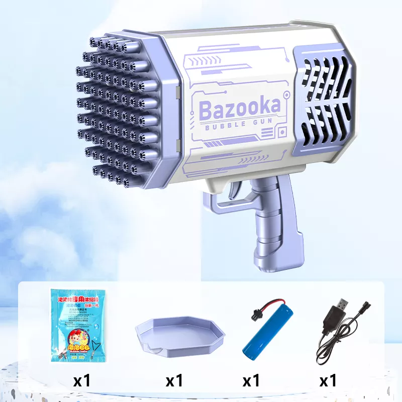 Plastic 69 Holes Bazooka Bubble Gun Light up Bubble Toys Gun Rechargeable Electric Bubbles Machine Outdoor Summer Toys for Kids