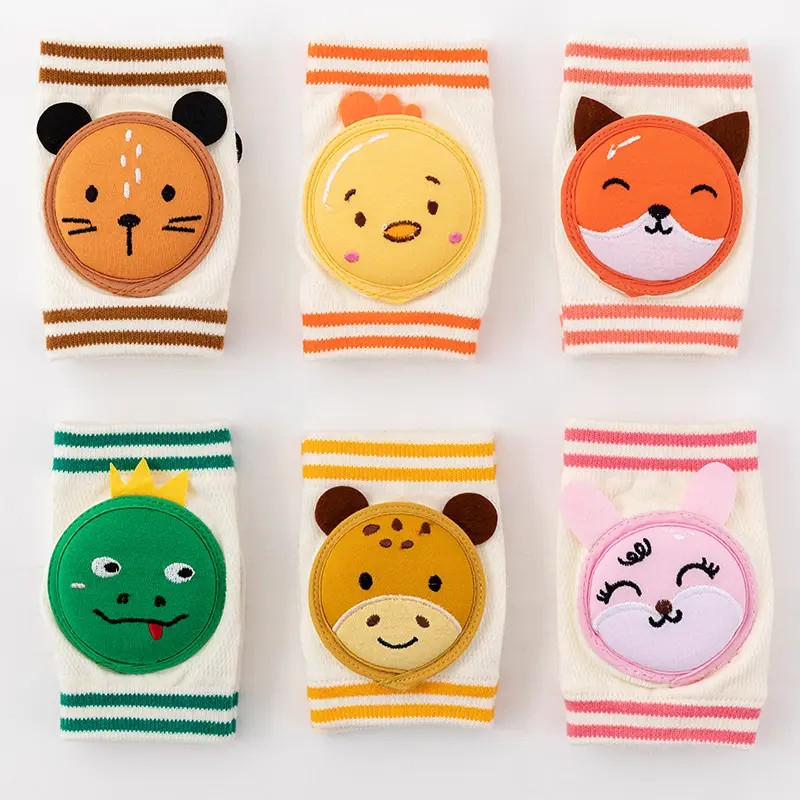 cute cartoon pair cotton anti-slip leg warmers toddler safety kids baby crawling cartoon knee support brace pads sleeves for bab