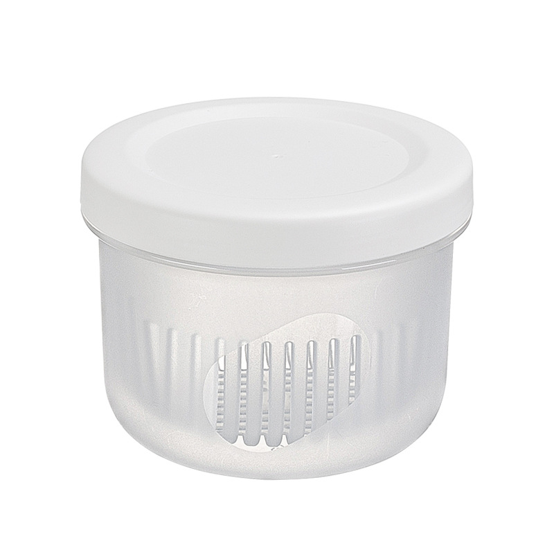 Refrigerator fresh-keeping box, ginger, garlic, green onion, storage box, household double-layer transparent plastic draining sealed fresh-keeping bowl