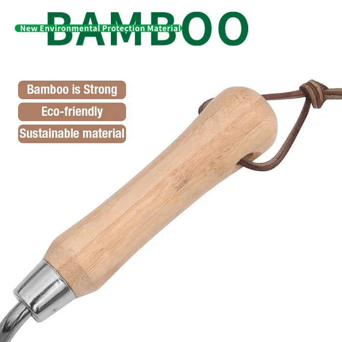 High Quality Corrosion Protection Stainless Steel Blade Bamboo Handle Small Gardening Interchangeable Hand Tools Set Garden Leaf