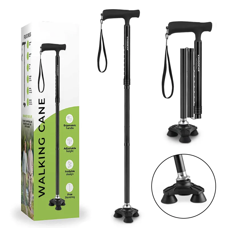 Adjustable Folding Walking Canes 4-Section Aluminum Foldable Walking Sticks for Men Women Featured Image