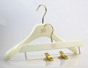 luxury wholesale white female wooden clothes hanger with custom LOGO