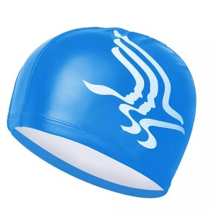 Hotsale Extra large protect ear ironman printing pu swimming cap swimming pool cap