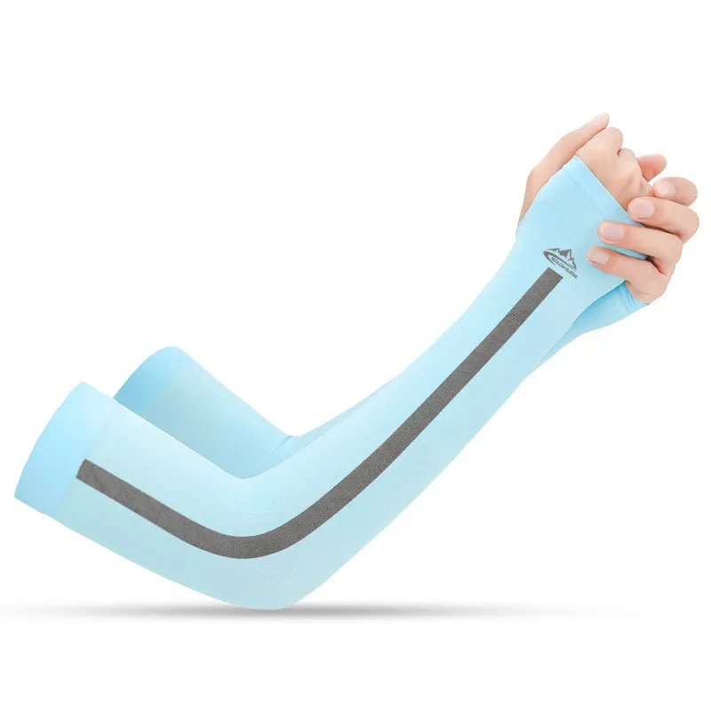 Summer Outdoor Sports Sun Protection and Anti-ultraviolet Pure Color Ice Silk Sleeves Fingerless and Finger sleeves