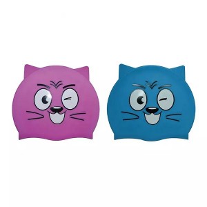 Custom Fashionable Customized Logo Kids Print Silicone Swim Caps