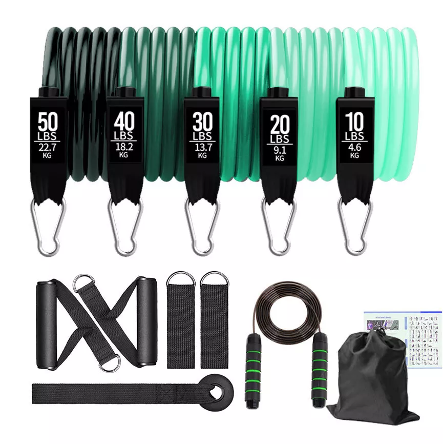 Sports belt latex resistance tube set 11 pieces fitness resistance band Featured Image