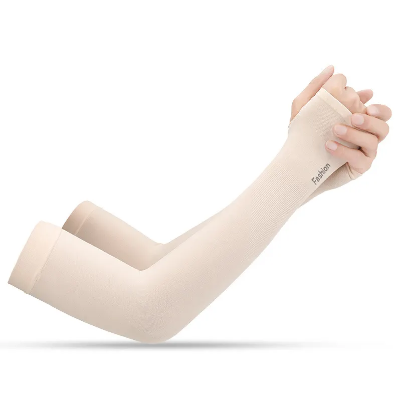 Summer Outdoor Sports Sun Protection and Anti-ultraviolet Pure Color Ice Silk Sleeves Fingerless and Finger sleeves